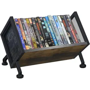 DVD CD Storage Rack, Holds 23 DVDs, 28 Blu-rays, 36 CDs or Books, Desktop Media Organizer Stand with Base