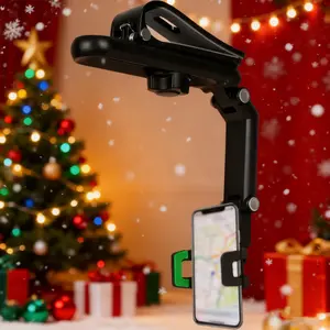 360 ° rotatable telescopic phone holder - dual compatible with car sun visors and rearview mirrors, can safely adapt to various scenarios