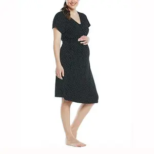Blooming Women  Birthing Wrap Dress & Nursing Poncho Set - Black/Spots