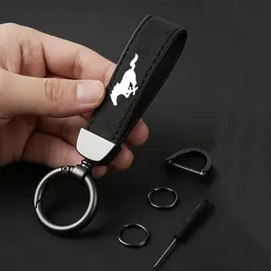 Fashion Solid Color Flip Fur Wristlet Keychain Lanyard Business Gift Key Chain For Ford Mustang GT SHELBY Auto Accessories