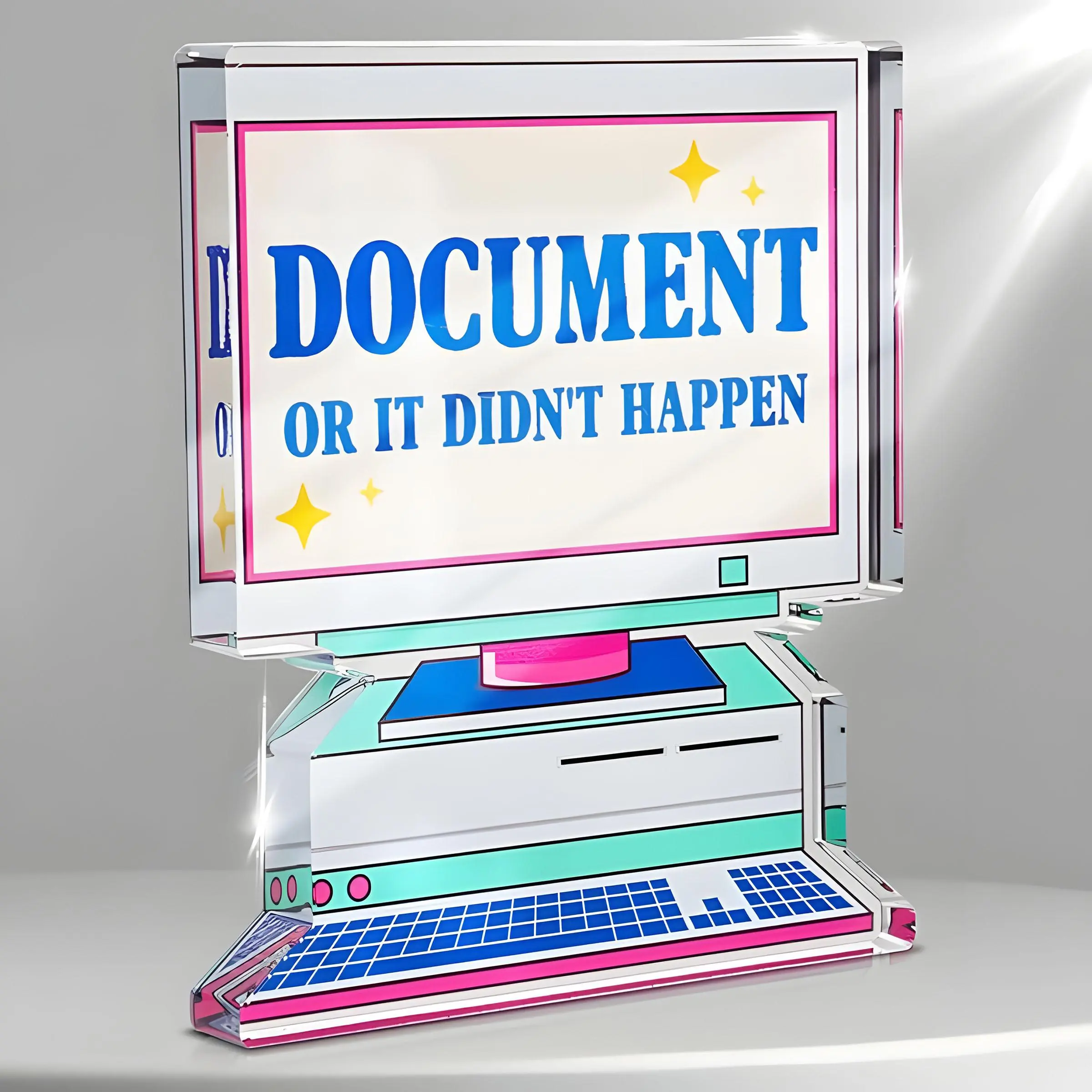 Acrylic Ornament, Creative Document Did Not Happen Desktop Ornament, Desk Signs Ornament, Office Desktop Decoration, Work Gift for Human Resources, Office Stationery & Supplies, Office Home Decor
