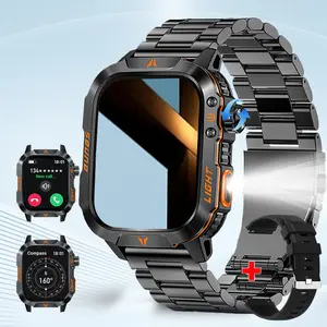2026 Military User Outdoor Sports Smartwatch 2.01-inch Large Screen Multi-Functional Wireless Calls Step Counter 600mAh Battery LED Light Compass IP68 Waterproof Men Women Gift - Digital