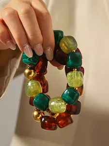 Acrylic Beaded Bracelet, Handcrafted Quality Bracelet, Melange Style Luxe Vintage Appeal Acrylic Resin Beads Handmade Jewelry, Versatile High-End Look for Women, Versatile Accessory