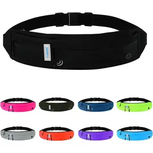 Running Belt Fanny Pack: Runner Marathon Jogging Waist Pack Sport Workout Exercise Fitness Phone Holder Belt for Men Women Jogger Slim Waist Bag Black