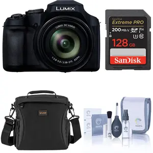 Panasonic LUMIX FZ80D Digital Camera, Bundle with Memory Card, Extra Battery, Bag, Includes Cleaning Accessories
