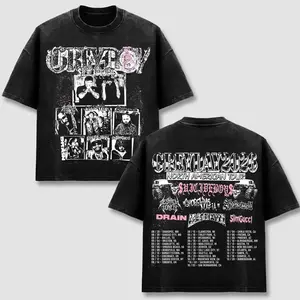 $uicideboy$ Menswear Classic Round Neck T-Shirt - 2026 Grey Day North American Tour Apparel, G59 Destroy Lonely Graphic, Vintage Washed Oversized Heavyweight Cotton, Goth Streetwear Retro Hip Hop Rap Merch, Unisex Short Sleeve Top 7ZX
