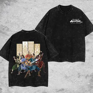 Avatar Team Adult Avatar Aang Zuko Toph Katara The last Air Bender  Retro Unisex Acid Washed T-Shirt, Hoodie, Avatar The last Air Bender Graphic Tee, Anime Streetwear Top, Black Bull Aesthetic Manga Merch, Gift for Anime Fans, Christmas Gift