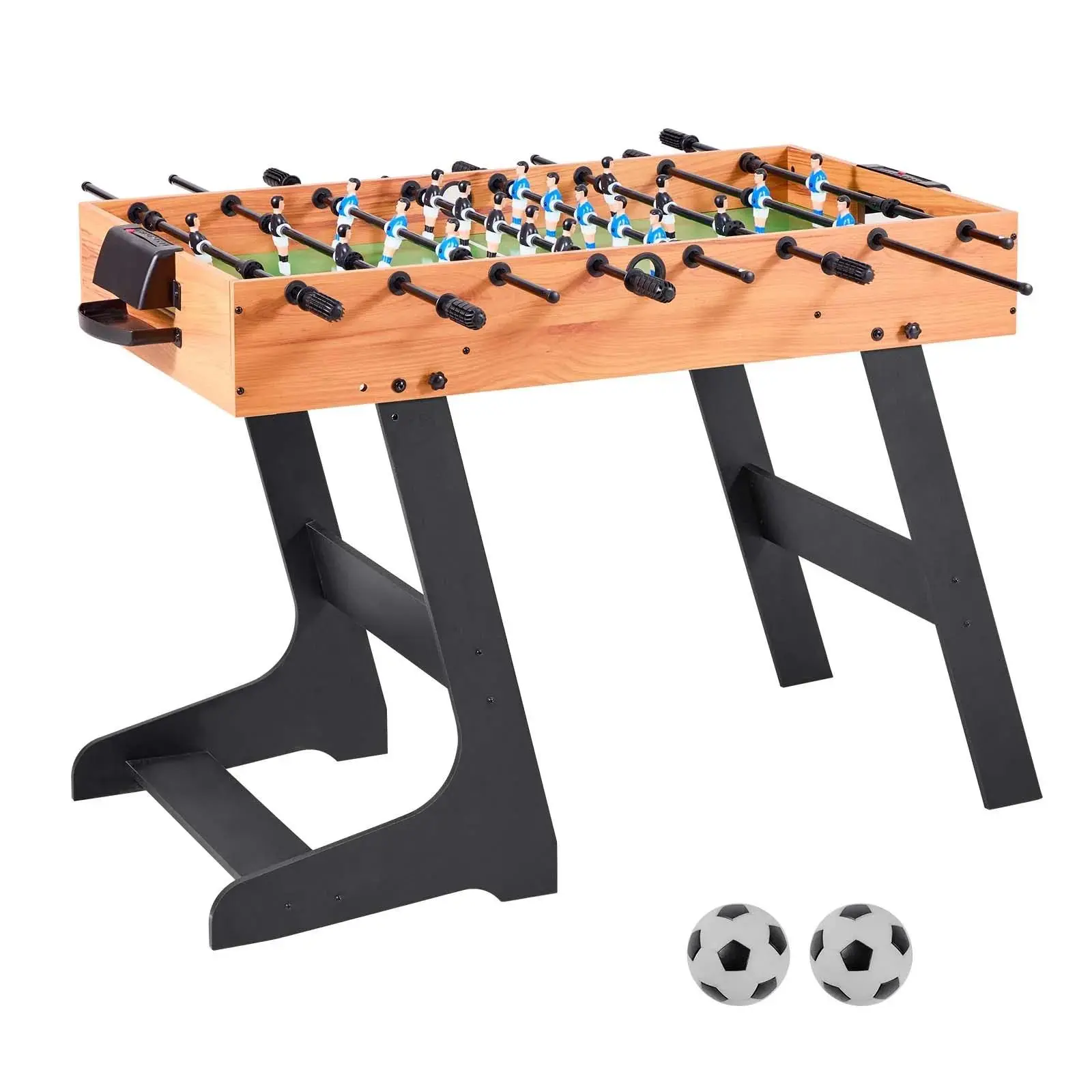 【Summerfinds】VEVOR Folding Foosball Table,  42 inch Standard Size Table, Indoor Full Size Foosball Tables for Home, Family, and Game Room, Durable Soccer Set, Includes 2 Balls