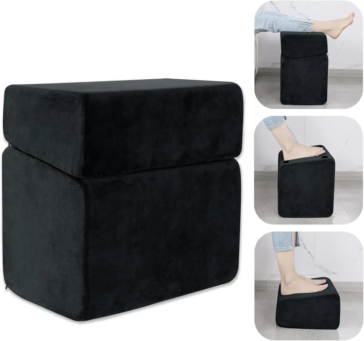 HOMBYS Under Desk Foot Rest, ROYALAY Ergonomic Office Footrest with 3 Adjustable Heights, High-Density Memory Foam Leg Rest for Home, Travel, Airplane with Washable Cover