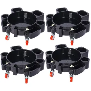 4-Pack 5 Gallon Bucket Dolly w/5 Swivel Casters - Car Wash Detailing Caddy