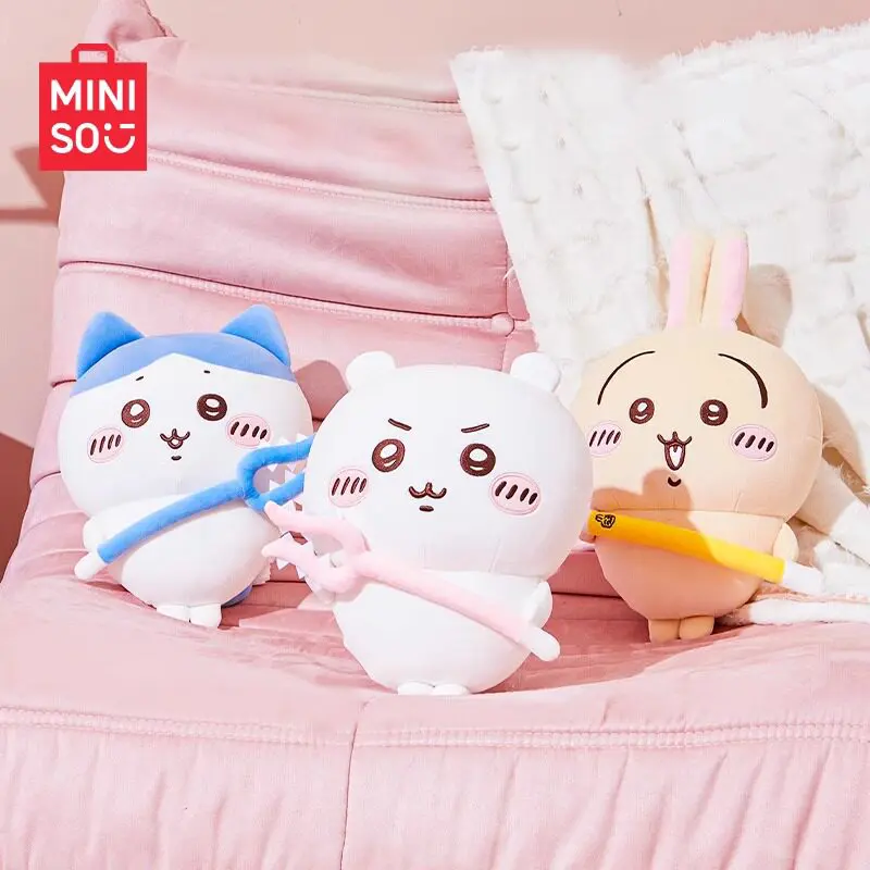 MINISO Genuine Chiikawa Series Weapon-Style Standing Plush Dolls, Cute Chiikawa Usagi Hachiware Stuffed Plushies, Soft Huggable Anime Plushies with Exquisite Details, Home Bedroom Decor, Ideal Gift for Fans