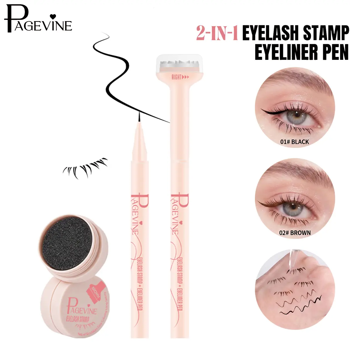 Lower Lash Stamp Eyeliner Pen Set, Multi Function Eye Makeup Tool with Left and Right Under Lash Stamp, Quick Dry Smudge Resistant Formula, Easy Natural Bottom Lash Effect for Daily Makeup and Travel Use.
