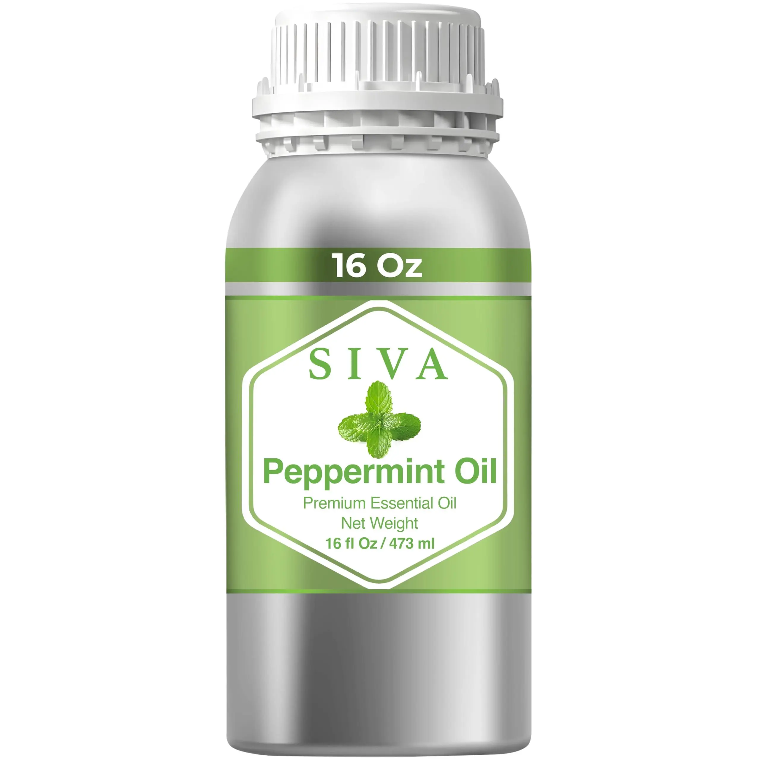 Siva 100% Natural Peppermint Essential Oil - 16 Fl Oz Wellness Diffuser Oil Refill, for Aromatherapy Scent, Skin Care and Body Massage