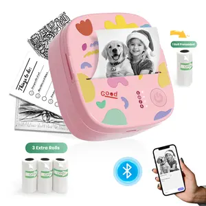 XenGro Mini Sticker Bluetooth Printer included 3 Roll label Thermal Pocket Printer,Inkless Portable Printer B&W Printing Only for Study Notes, Photos, Memos, Lists, Journals Printing Machine Sticky Label, Birthday Gifts for Girls Boys