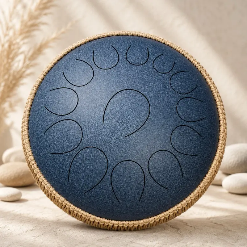 Navy Blue Steel Tongue Drum 14" 13 Notes | Meditation, Yoga & Relaxing Sound Giftdcrafted Percussion Instrument for Beginner Music Enthusiasts