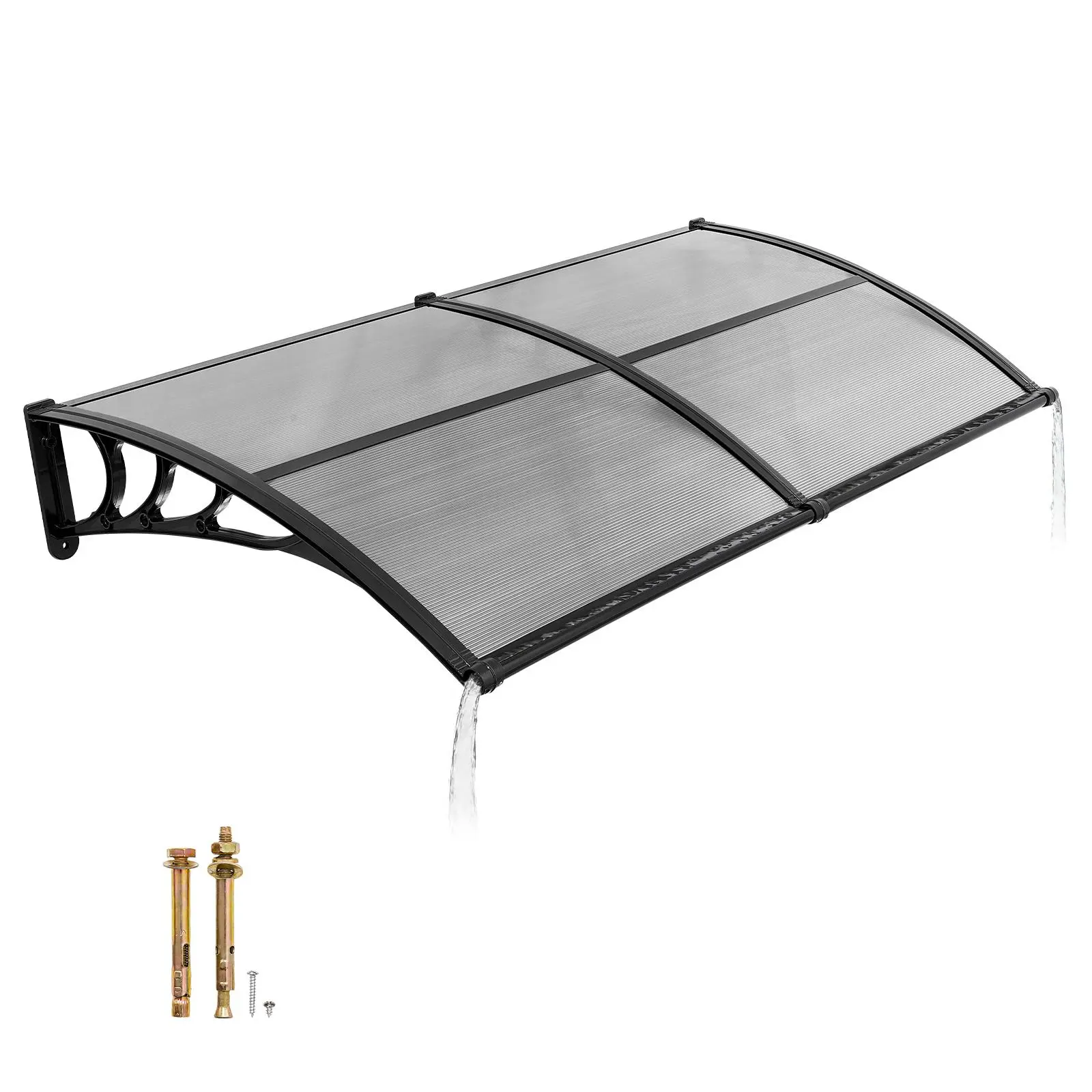 【SummerFinds】VEVOR Awnings for Door Entrance, 38 x 78 in, Exterior Front Door Window Awnings with Drainage & ABS Bracket, Rain Snow Sun Protection, Overhang Polycarbonate Door Canopy for Porch Patio, Smoky Gray