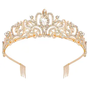 Didder Gold Crystal Tiara Crown Headband Princess Elegant Crown with combs for Women Girls Bridal Wedding Prom Birthday Party