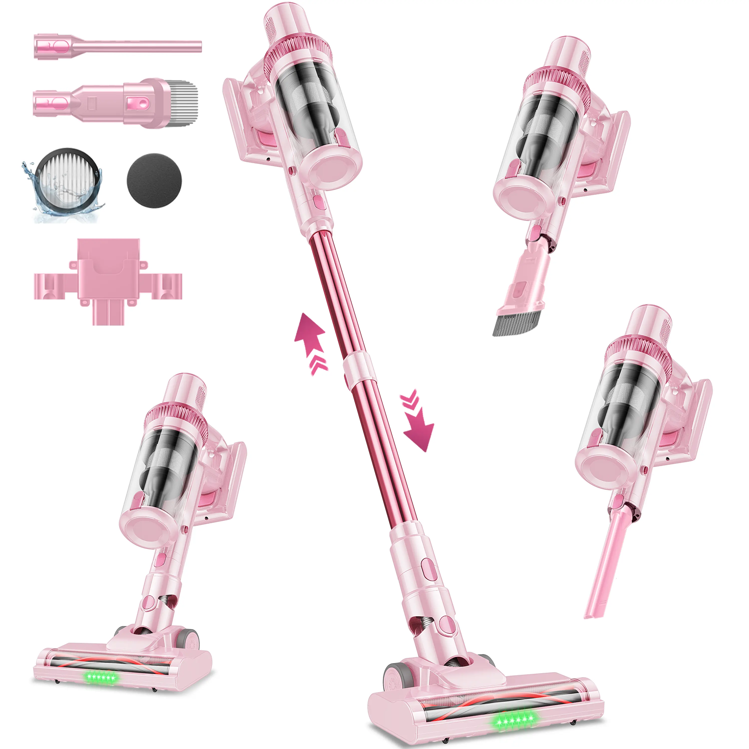 8-in-1 Cordless Vacuum Cleaner, Strong Suction for Pet Hair & Litter, Lightweight Handheld Stick Vacuum, 48Kpa/50 Min Runtime For Carpets & Hard Floors