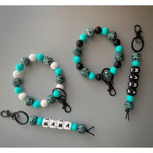 Western Cow Print Mama Keychain Set