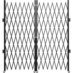 Garvee Double Folding Security Gate 87"H x 152"W Lockable Heavy-Duty Steel Outdoor Retractable Scissor Gate with 360° Swivel Casters for Courtyards, Garages, Gardens, and Pools
