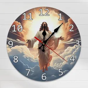 Jesus Ascending To Heaven Wall Clock | Silent Sweep Movement Christian Print, Battery Not Included, Ideal For Christian Home, Office, Living Room Decor