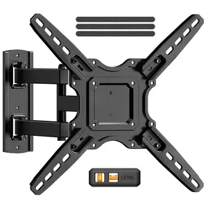 MountFTV Full Motion TV Wall Mount Bracket for 26-65 inch TVs, Corner TV Bracket Wall Mount with Extension, Tilt, Swivel, Leveling, Max 400*400mm, Holds up to 77 lbs, Single Wood Studs