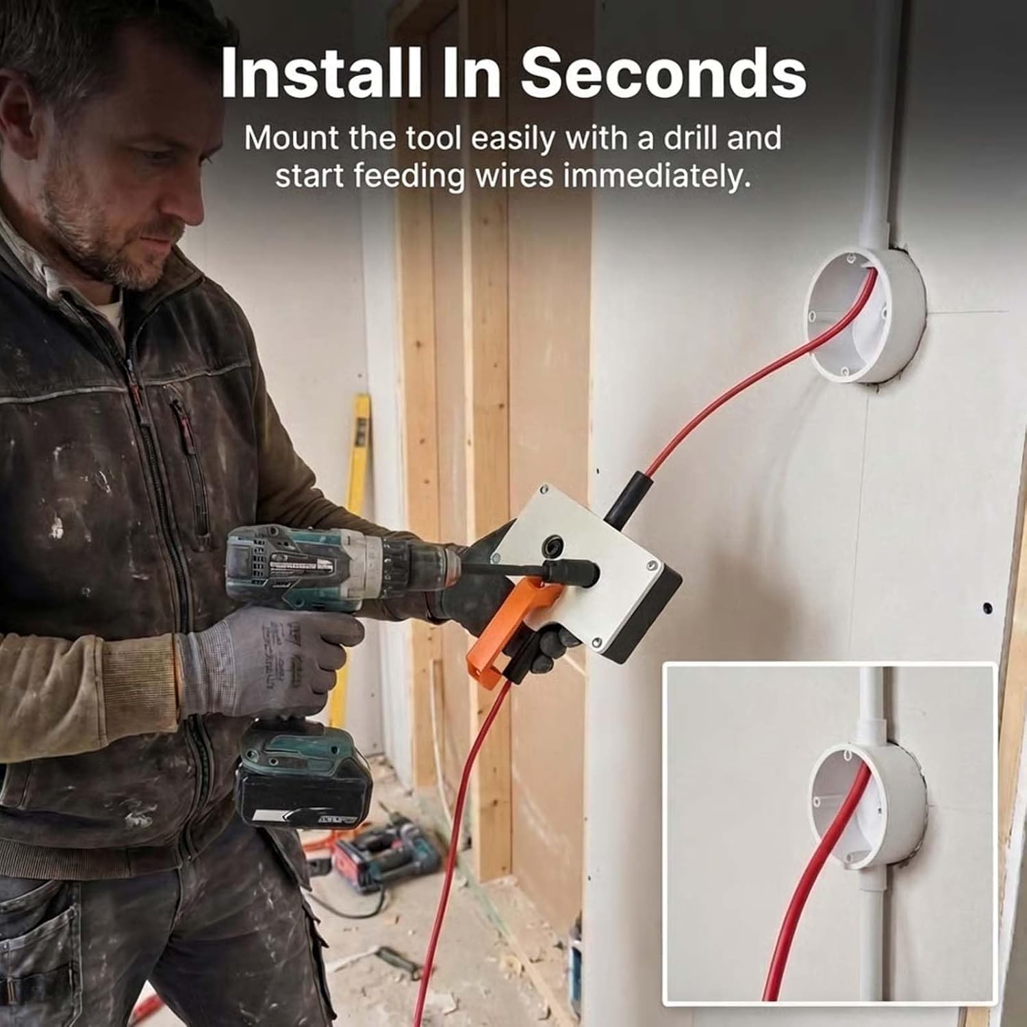 Efficient Cable Pulling Tool for Drill – Heavy-Duty Wire Puller for Conduit, 8mm Capacity Cable Feeding Tool for Electricians, Smooth Wiring Through Pipes & Tight Spaces Efficient Cable Pulling Tool for Drill – Heavy-Duty Wire Puller for Conduit, 8mm Capacity Cable Feeding Tool for Electricians, Smooth Wiring Through Pipes & Tight Spaces