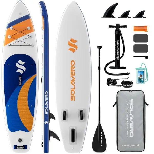 Stand Up Paddle Board 11' Inflatable SUP for Adults, Ecofurnix Blow Up Paddle Board with Non-Slip EVA Deck 500LB Capacity Wide Board for All Skill Levels