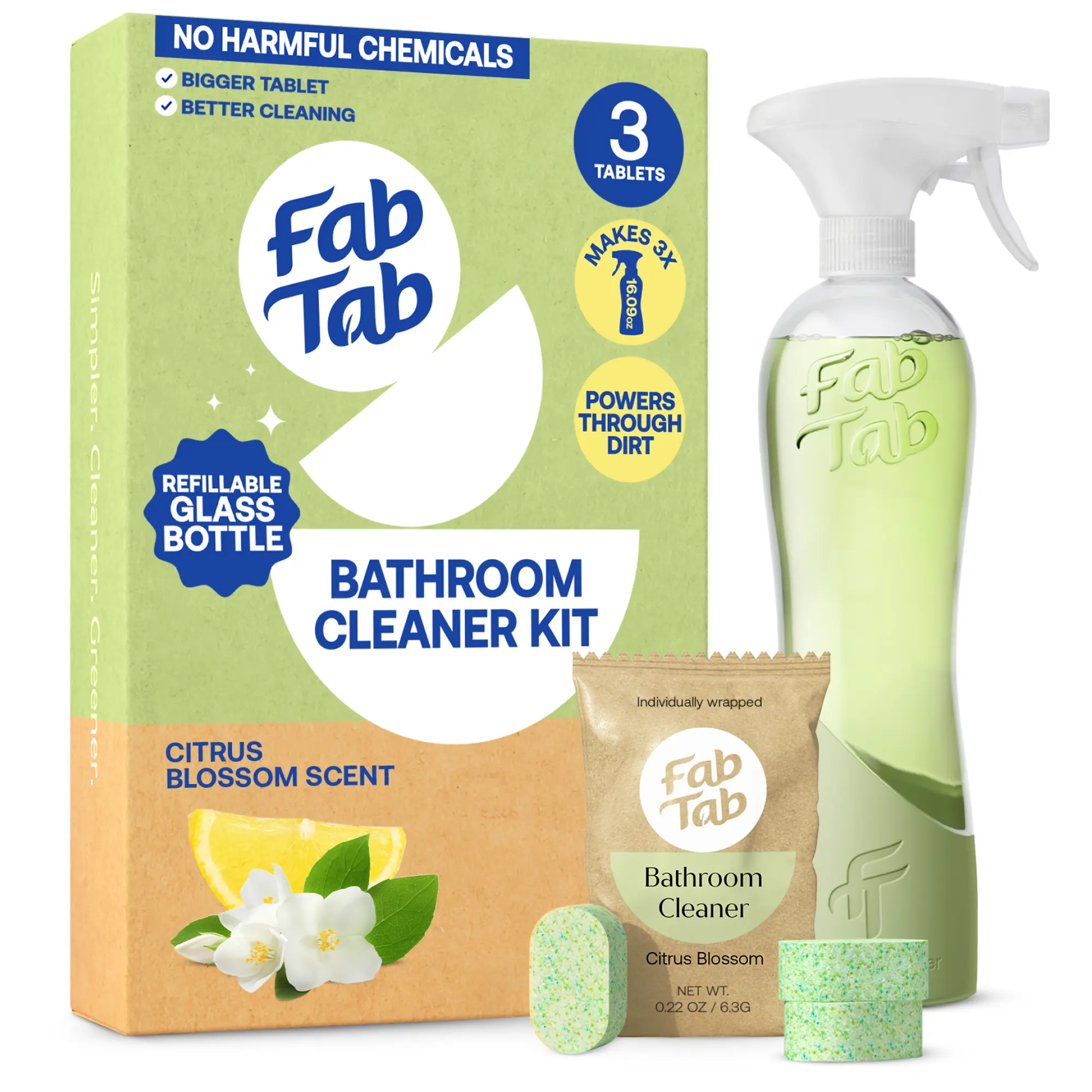 Bathroom Cleaner Starter Kit - Natural Cleaning Products - Household Cleaners - All-Purpose Cleaner Tablets - Plant-Based - No Harsh Chemicals Soap Toilet