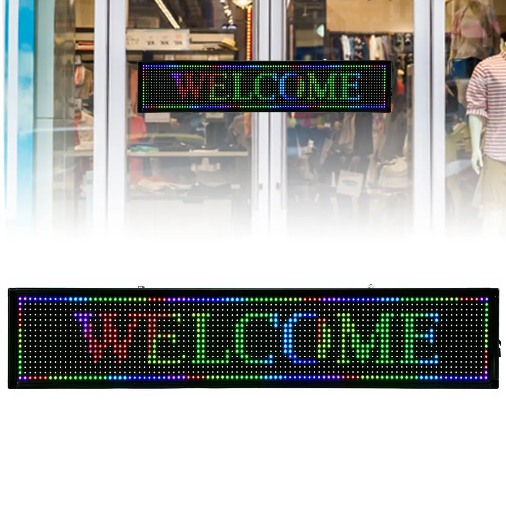 CNCEST 40" Programmable Scrolling LED Sign - Aluminum Frame, RGB Color-Adaptive Backlights, 7-Color Display, Flashing/Steady Modes, USB/WiFi Control, Atmosphere Ambiance Bright Bluetooth Light Signs for Business Advertising, Atmosphere Light Signs