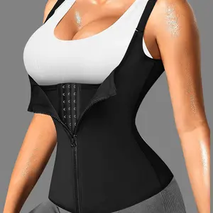 Women's Sports Waist Trainer Belt, Zipper Closure Body Shaper, Chest Support Tank Top, Abdominal and Waist Shaping Slimming Shirt Fitness Shapewear Compression