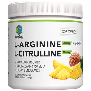 BlueEarth Company L-Arginine 5000mg + L-Citrulline 2000mg Complex Powder Supplement - Nitric Oxide Booster, Circulation, Energy & Endurance, Pineapple