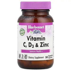 Bluebonnet Nutrition Vitamin C, D3 & Zinc, 50 Vegetable Capsules