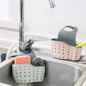 1pc Sink drain hanging bag, kitchen storage shelf, faucet sponge, double-layer drain hanging basket, Hangable, Double Tiers