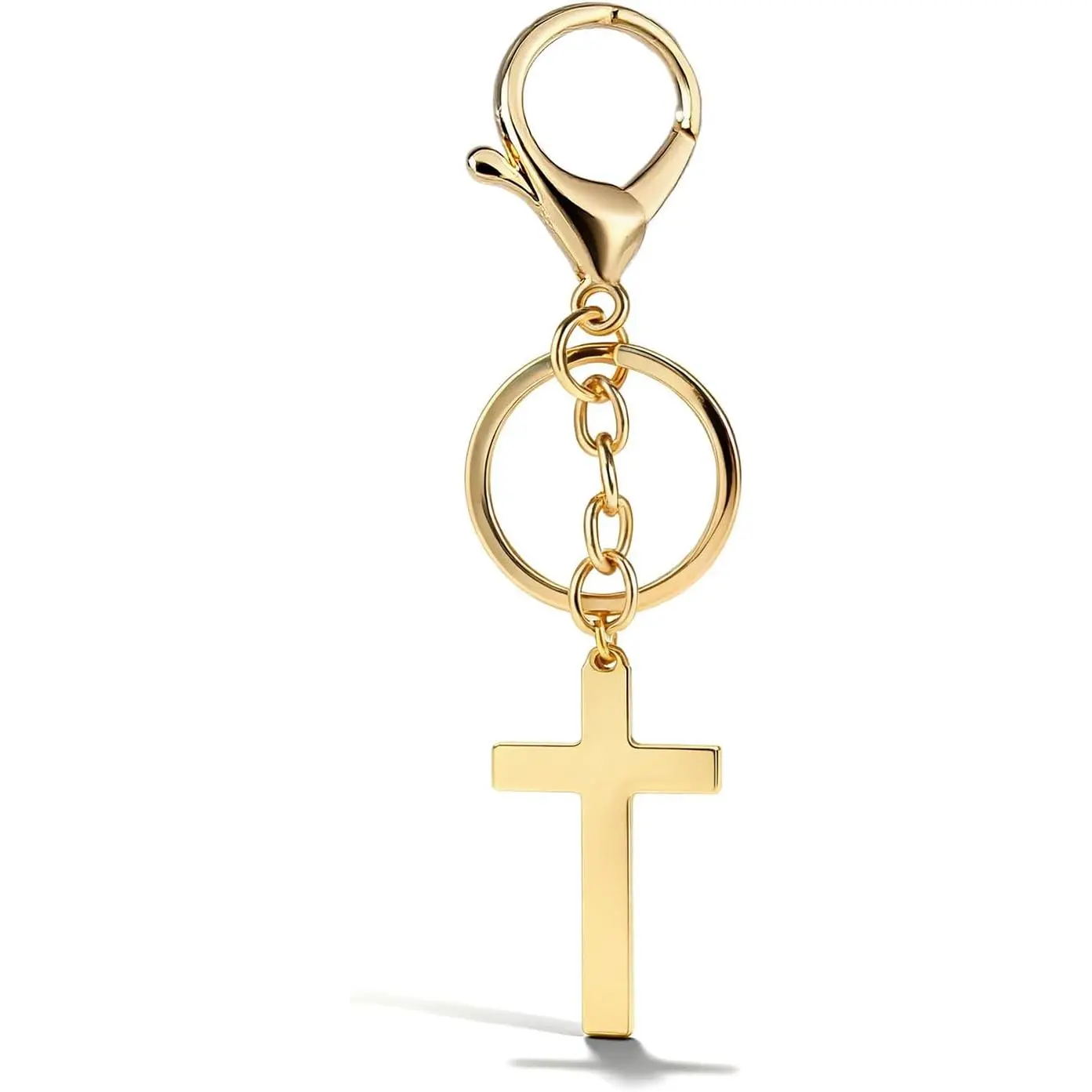 Virelyn B Gold Cross Keychain Christian Keychain Jesus Catholic Rosary Gifts Easter Bag Purse Charms for Handbags Faith Jewelry