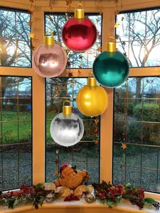 22" DIY Hanging Ornament Kit Foil Balloon 8pcs -Pack of 20 Oversize Hanging Ornaments for Christmas New Year Party Decor Inflatable Ball for Window Display