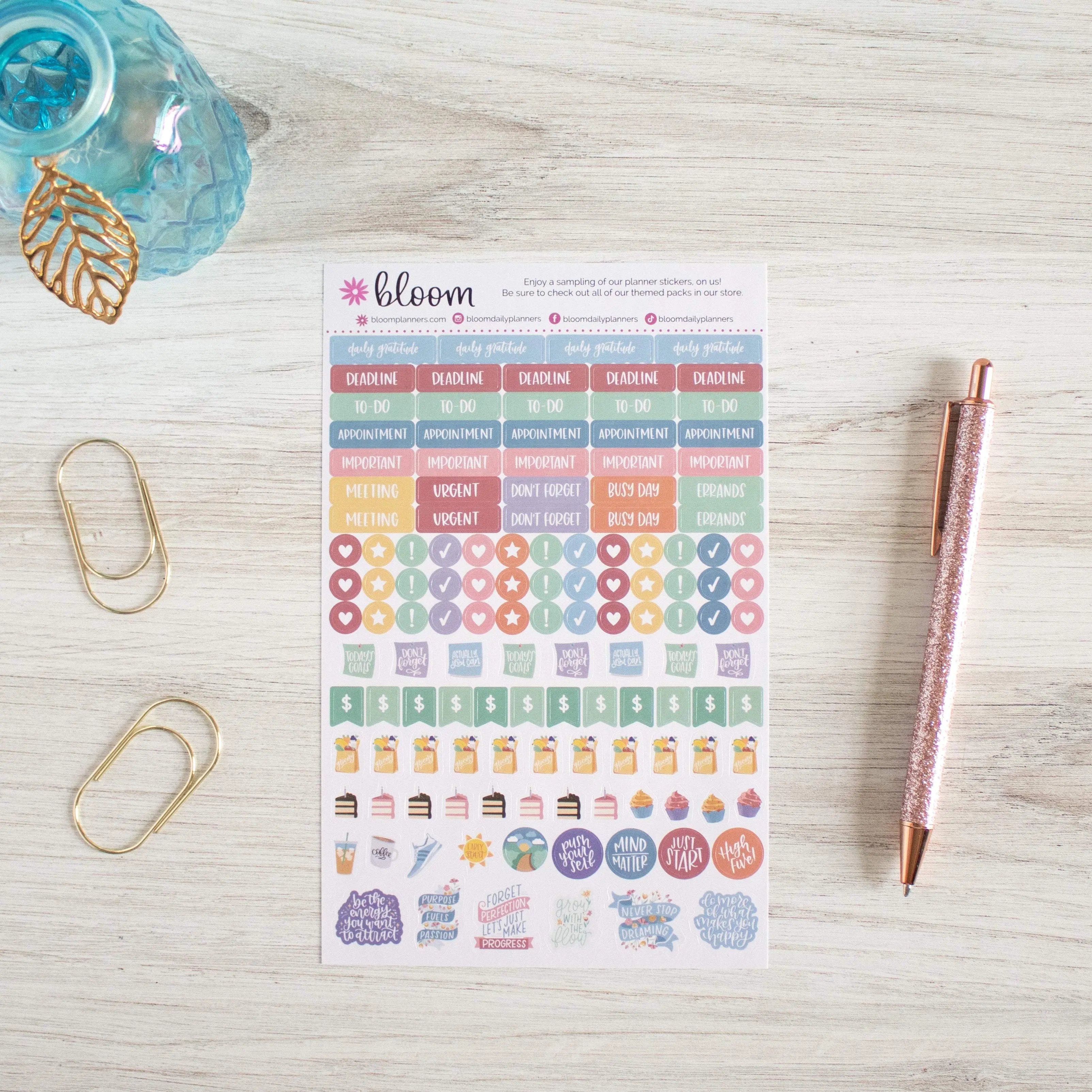 Bloom Promo Sticker Sheet - 116 Decorative Stickers Adhesive Material Paper for Planners & Crafts