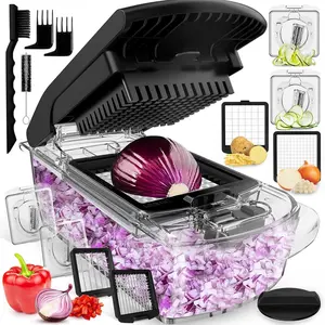 18-in-1 Vegetable Chopper & Mandoline Slicer – Pro Multifunctional Kitchen Food Cutter with Interchangeable Blades & Container Kitchenware Cheese