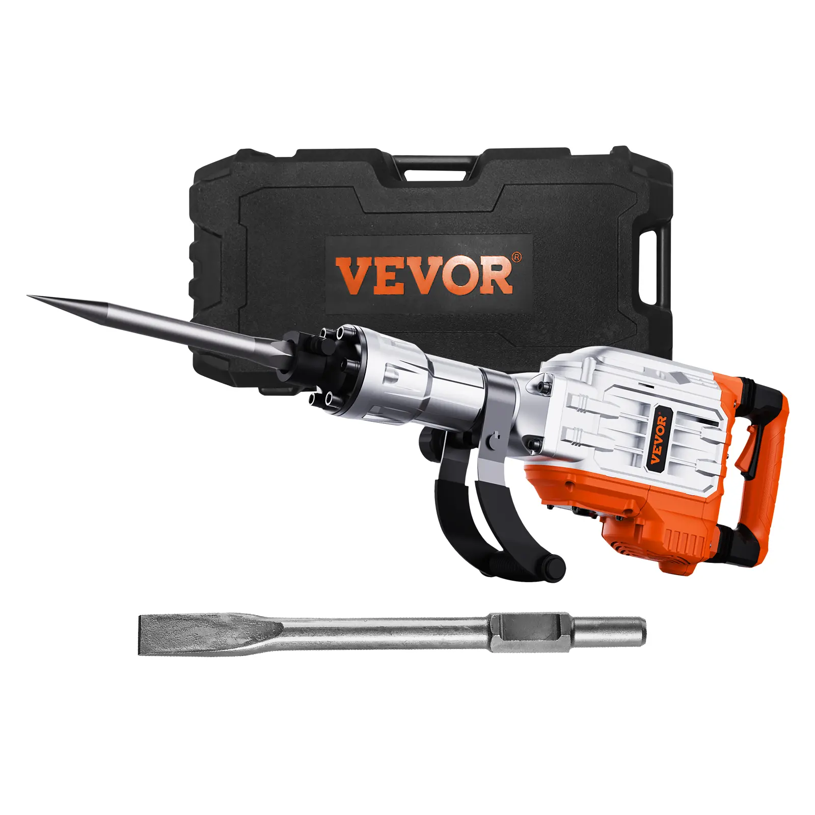 【summerfinds】VEVOR Demolition Jack Hammer, 3500W Jack Hammer Concrete Breaker, 1900 BPM Heavy Duty Electric Jack Hammer, 2pcs Chisel with Gloves & 360°C Swiveling Front Handle for Trenching and Breaking Holes