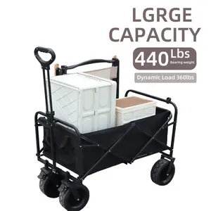 Collapsible Garden Cart Wagon with Aluminum Alloy Table Heavy Duty Folding Wagon with Aluminum Table Plate Wagon Cart for Camping Picnic Outdoor