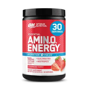 Optimum Nutrition Amino Energy Powder – Strawberry Burst, 30 Servings, Amino Acid Drink Mix with Electrolytes, Hydration & Focus Support