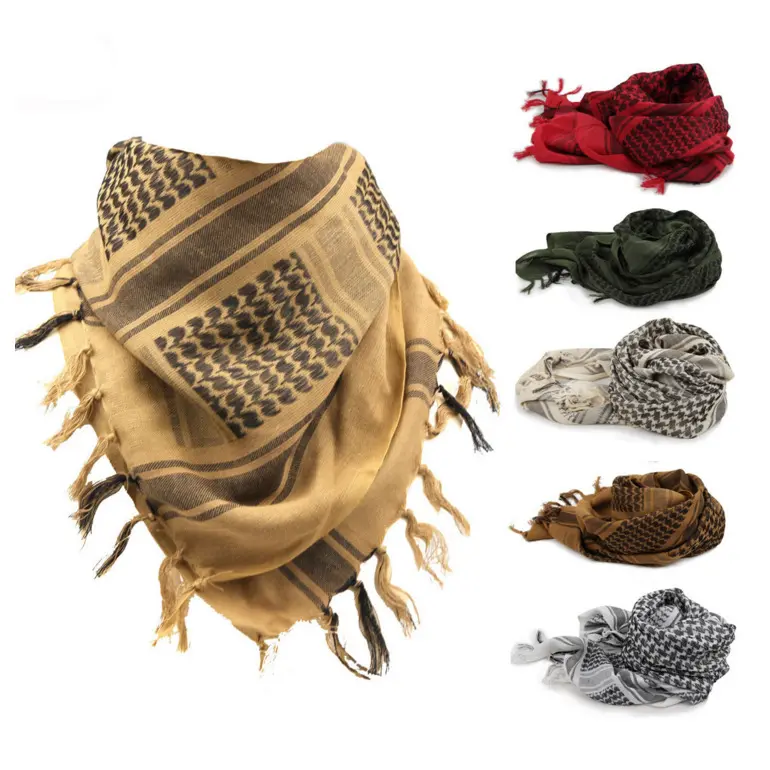 Scarf Military Tactical Desert Keffiyeh Head Neck Scarf Arab Wrap with Tassel 43x43 inches