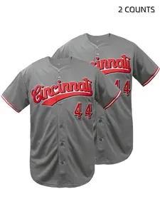 Men'S Baseball Jersey - Sporty Jersey Stitched Baseball Shirt Loose Fit, V-Neck, Short Sleeve, All-Season Sports Top, Athletic Wear for Casual Wear, Outdoor Activities, and Parties, Durable Fabric