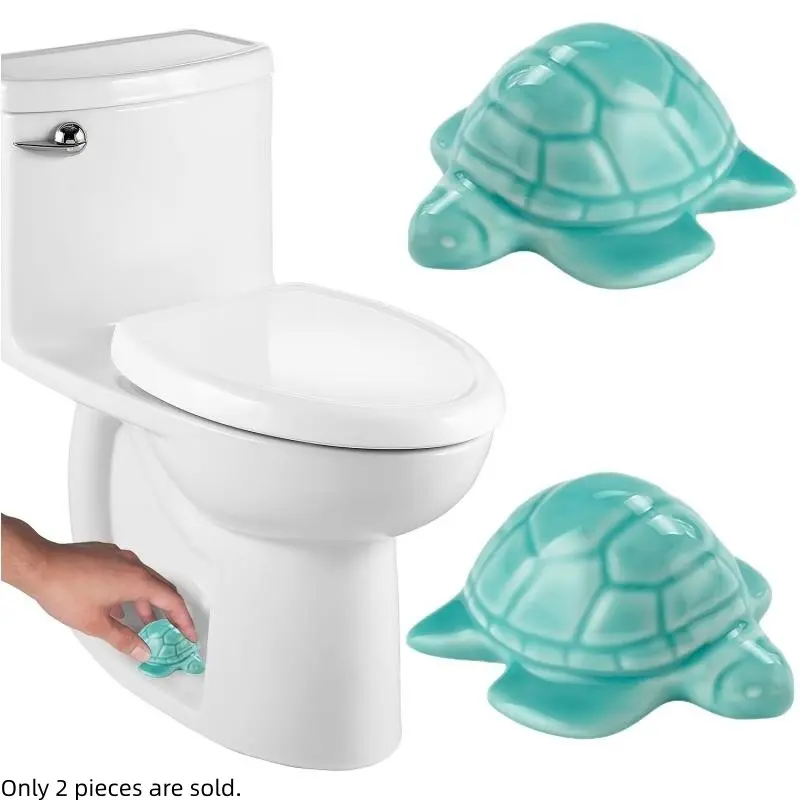 2 ceramic turtle-shaped toilet screw cap sets, charming bathroom decoration and interesting turtle-themed toilet decoration, Bathroom Decoration Supplies, Restroom Accessories