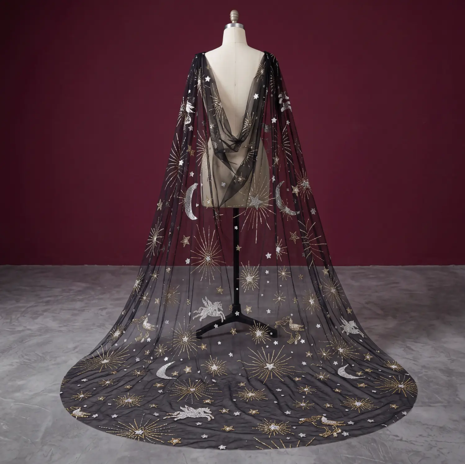 Celestial Pegasus Black Shoulder Veil