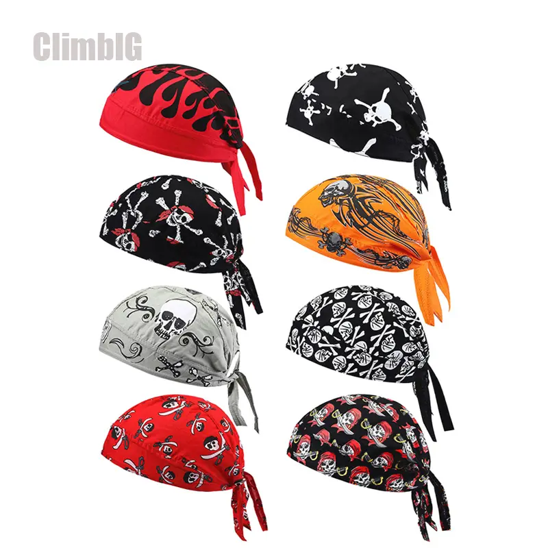 2-Pack/8-Pack Skull Pirate Print Do Rag Caps for Male Adults, Sweat-Wicking Cooling Breathable Helmet Liner Bandana, Ideal for Biker Motorcycle Cycling Outdoor Sports, One Size