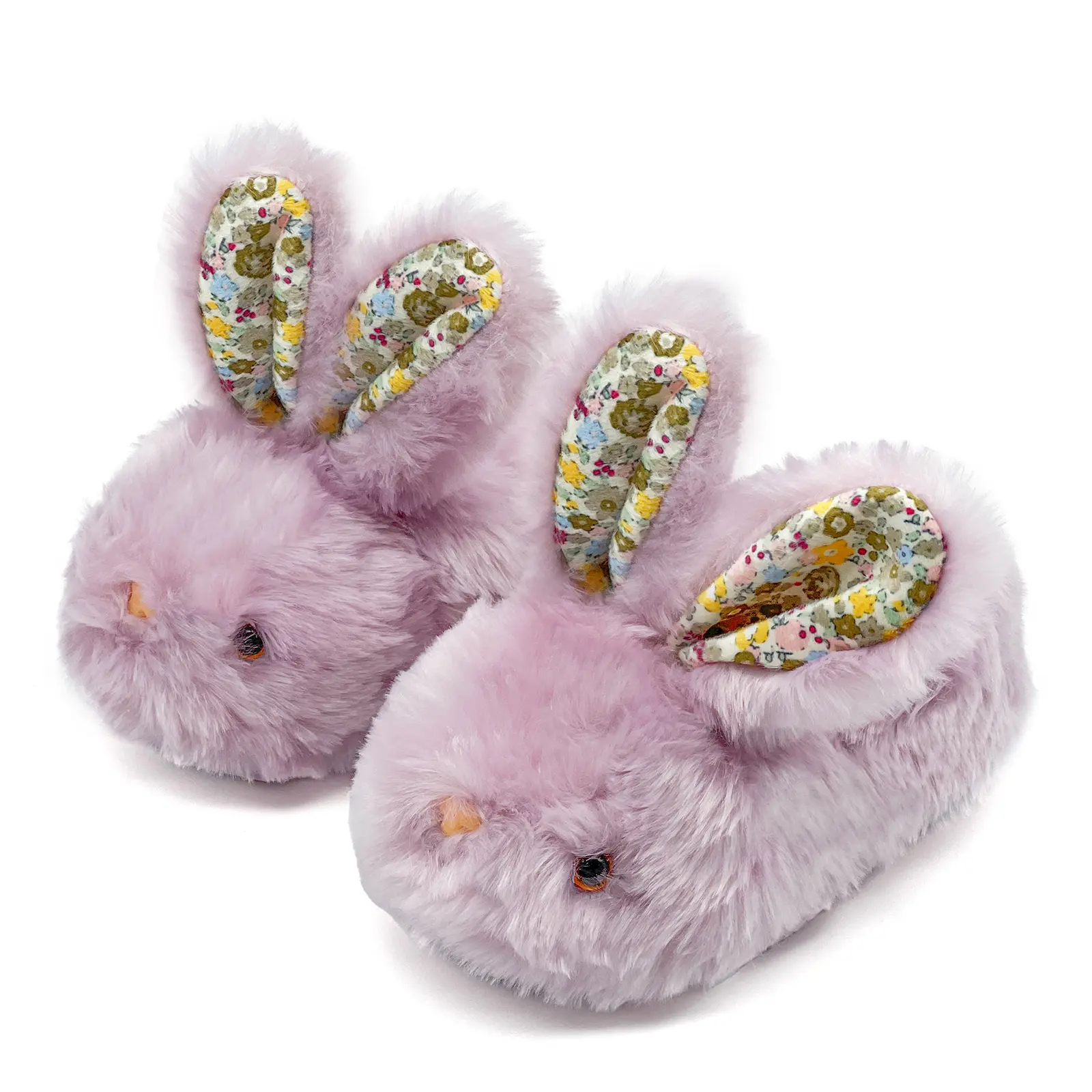 Lumubby Toddler Fuzzy Warm Bunny Slippers - Faux Fur Upper, Soft Plush, Non-Slip, 3D Eyes & Ears Adorable Design, Warm Winter Indoor Kids' Shoes, Fuzzy Warm Slippers