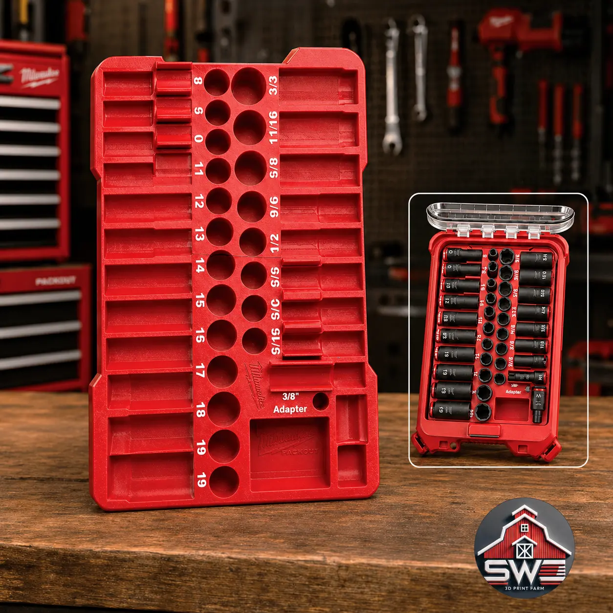 43PC 3/8 Impact Socket Set 49-66-7009 Insert Organizer for Milwaukee Packout 48-22-8436 Tool Box 43PC 3/8 Impact Socket Set 49-66-7009 Insert Organizer for Milwaukee Packout 48-22-8436 Tool Box