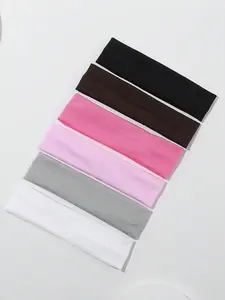 6pcs Thin Sweat-Absorbent & Anti-Slip Solid Color Hairbands In Basic Colors For Daily Life And Sports Casual, Sweat Wicking Headband, Elastic Headband