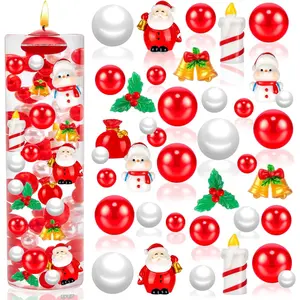 100 count Christmas Vase Filler, Red and White Floating Vase Fillers for Table Centerpieces Decorations